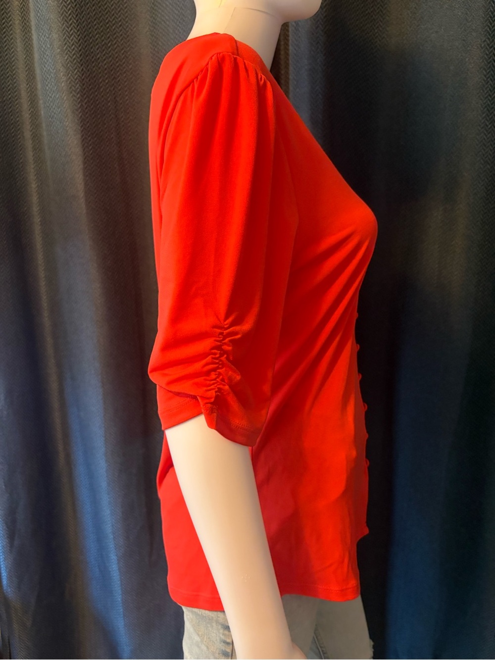 Calvin Klein Red V-Neck Button-Front Blouse - Picture 2 of 6